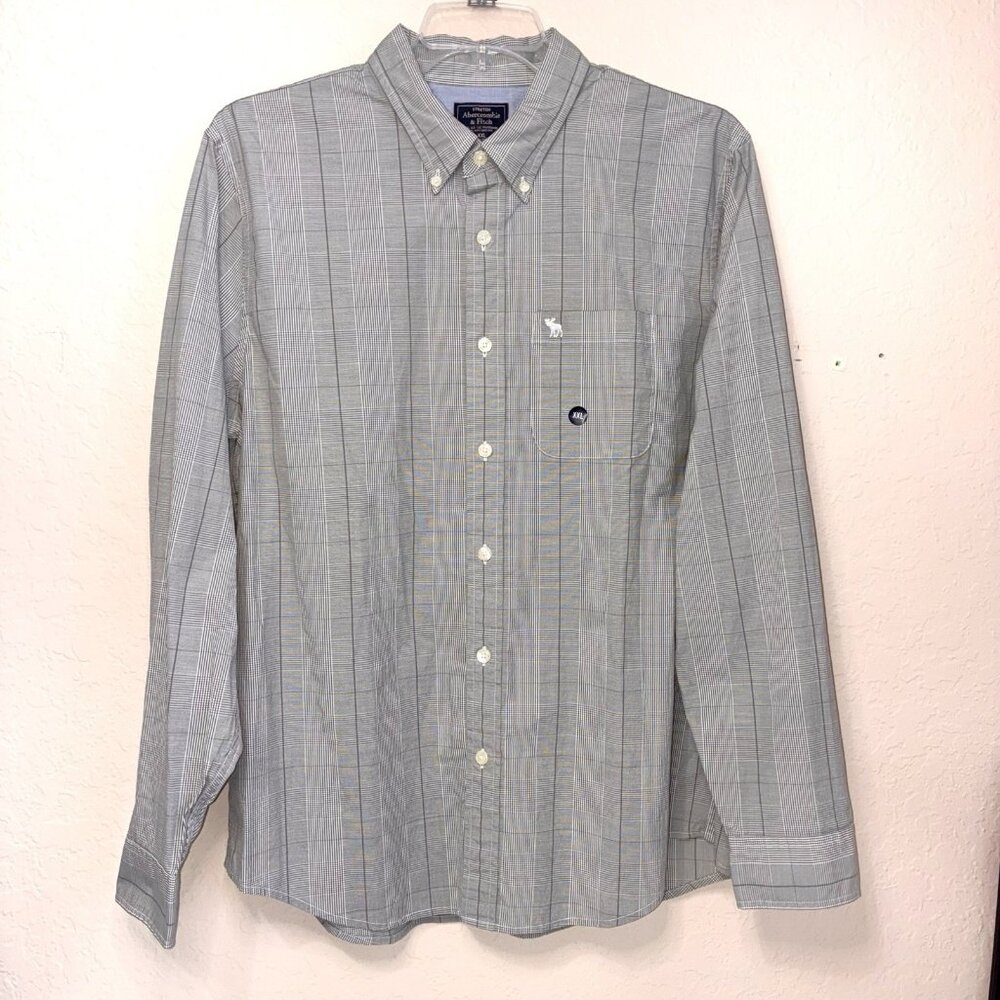 Abercrombie & Fitch button-down shirt New WO Tags Mens XXL Gray Glen Plaid
